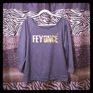 “Feyoncé” Off-shoulder Lightweight Sweatshirt